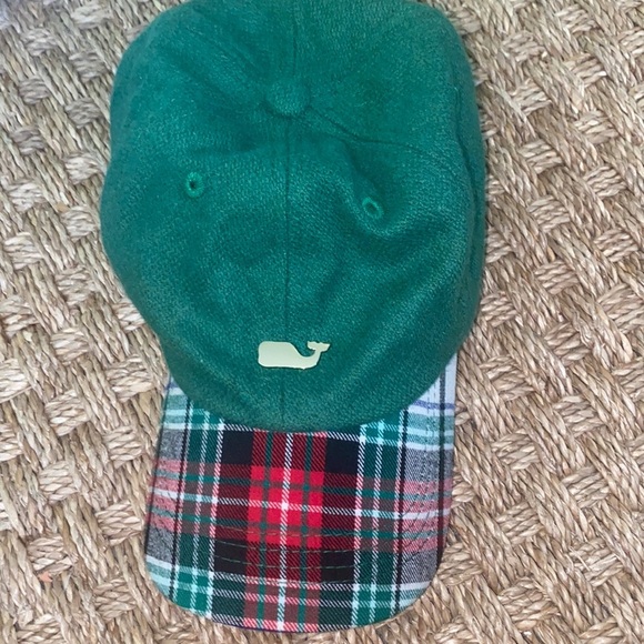 Vineyard vines green wool herringbone wool & plaid brim, gold whale, holiday fun - Picture 1 of 5
